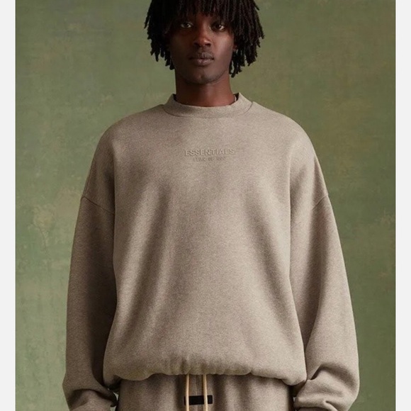 Essentials Men's Beige Crewneck Sweater NWT - Picture 1 of 7